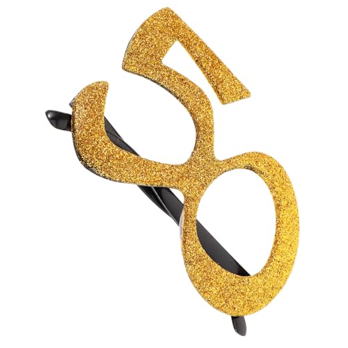 balacoo Zahlen Partybrille aus Leichtem mit Goldenem Glitzer Bequeme Foto Requisite für Geburtstagsfeiern und Jubiläen Einzigartiges Accessoire für Unvergessliche bei Erwachsenen von balacoo