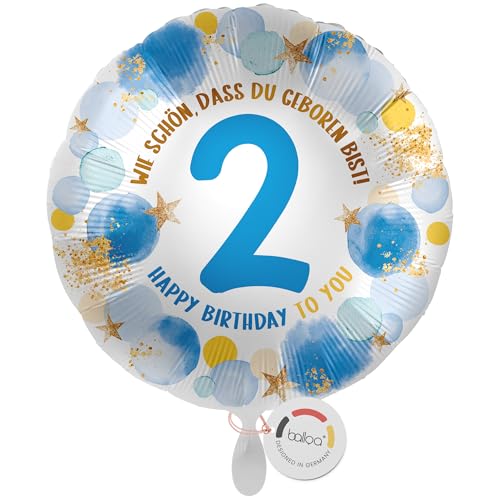 balloa Folienballon 2. Geburtstag Junge, Helium Ballon mit Zahl 2 und Spruch Wie schön, dass du geboren bist, Geburtstagsdeko Kinder, Ballon Geschenk zum 2. Kindergeburtstag, 33cm balloa Folienballon 2. Geburtstag Junge, Helium Ballon mit Zahl 2 und Spruch Wie schön, dass du geboren bist, Geburtstagsdeko Kinder, Ballon Geschenk zum 2. Kindergeburtstag, 33cm von balloa