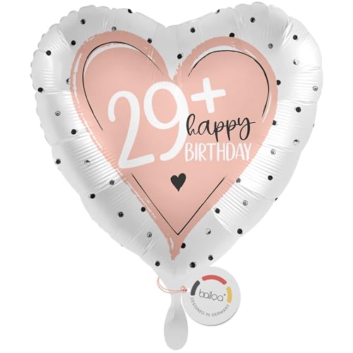 balloa Folienballon 29+, rosa Herz mit Happy Birthday Aufdruck, Helium-Ballon als witziges Geburtstagsgeschenk für Frauen, elegante Deko für jede Geburtstagsparty, 33cm balloa Folienballon 29+, rosa Herz mit Happy Birthday Aufdruck, Helium-Ballon als witziges Geburtstagsgeschenk für Frauen, elegante Deko für jede Geburtstagsparty, 33cm von balloa