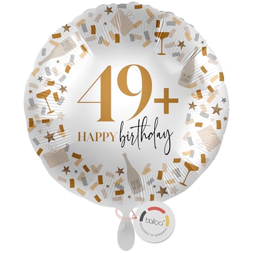 balloa Folienballon 49+, runder Helium Ballon mit Zahl und Humor, Geschenk für Erwachsene, Deko für lustige Geburtstagsfeier, Folienballon befüllbar mit Luft oder Helium, Partydeko Geburtstag, 33cm balloa Folienballon 49+, runder Helium Ballon mit Zahl und Humor, Geschenk für Erwachsene, Deko für lustige Geburtstagsfeier, Folienballon befüllbar mit Luft oder Helium, Partydeko Geburtstag, 33cm von balloa