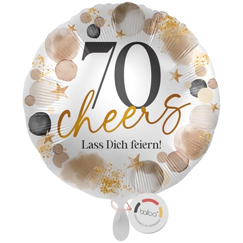 balloa Folienballon 70 cheers Lass dich feiern, Helium Ballon rund, Luftballon Geburtstag Frau Mann Geschenk Deko Ballon 70 Jahre Feier Spruchballon Party Ballondeko Jubiläum, 33cm balloa Folienballon 70 cheers Lass dich feiern, Helium Ballon rund, Luftballon Geburtstag Frau Mann Geschenk Deko Ballon 70 Jahre Feier Spruchballon Party Ballondeko Jubiläum, 33cm von balloa