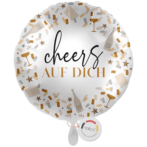 balloa Folienballon CHEERS Auf Dich, runder Helium Ballon für Erwachsene, Deko für Geburtstag Jubiläum Party oder Dankeschön, Geschenkidee zum Befüllen mit Luft oder Helium, 33cm balloa Folienballon CHEERS Auf Dich, runder Helium Ballon für Erwachsene, Deko für Geburtstag Jubiläum Party oder Dankeschön, Geschenkidee zum Befüllen mit Luft oder Helium, 33cm von balloa