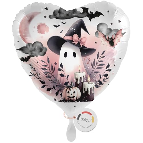 balloa Folienballon Halloween Black Ghost, Herzballon mit Hexenhut und Kerzen, Helium geeignet Luftballon, Halloweendeko für Kinder und Erwachsene, Partydeko Halloweenparty, 33cm balloa Folienballon Halloween Black Ghost, Herzballon mit Hexenhut und Kerzen, Helium geeignet Luftballon, Halloweendeko für Kinder und Erwachsene, Partydeko Halloweenparty, 33cm von balloa