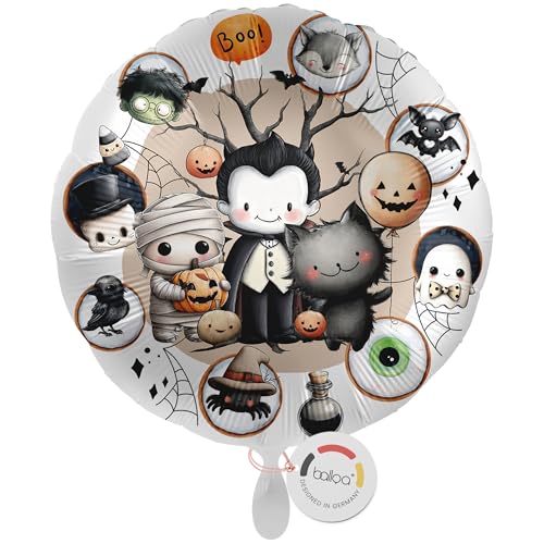 balloa Folienballon Halloween Grusel Freunde, runder Ballon mit Vampir Mumie Katze und Kürbis, Helium geeignet Luftballon, Halloweendeko für Kinder und Erwachsene, Partydeko Halloweenparty, 33cm balloa Folienballon Halloween Grusel Freunde, runder Ballon mit Vampir Mumie Katze und Kürbis, Helium geeignet Luftballon, Halloweendeko für Kinder und Erwachsene, Partydeko Halloweenparty, 33cm von balloa