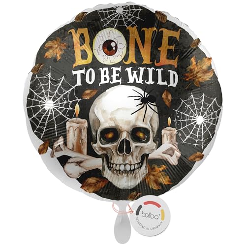 balloa Folienballon Halloween Skull Bone to be Wild, runder Ballon mit Totenkopf und Spinnennetz, Helium geeignet Luftballon, Halloweendeko für Kinder und Erwachsene, Partydeko Halloweenparty, 33cm balloa Folienballon Halloween Skull Bone to be Wild, runder Ballon mit Totenkopf und Spinnennetz, Helium geeignet Luftballon, Halloweendeko für Kinder und Erwachsene, Partydeko Halloweenparty, 33cm von balloa