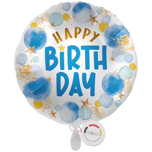 balloa Folienballon Happy Birthday Junge, Helium Ballon zum Geburtstag, Geburtstagsdeko für Kinder, runder Luftballon als Deko oder Geschenk zum Kindergeburtstag, Jungenballon, 33cm balloa Folienballon Happy Birthday Junge, Helium Ballon zum Geburtstag, Geburtstagsdeko für Kinder, runder Luftballon als Deko oder Geschenk zum Kindergeburtstag, Jungenballon, 33cm von balloa