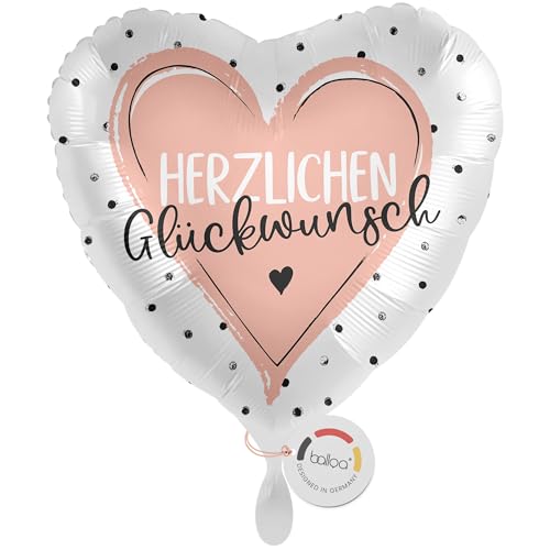 balloa Folienballon Herzlichen Glückwunsch, rosa Herzmotiv mit Schriftzug, Helium-Ballon als stilvolles Geschenk für Frauen und Mädchen, universelle Partydeko zum Geburtstag, 33cm balloa Folienballon Herzlichen Glückwunsch, rosa Herzmotiv mit Schriftzug, Helium-Ballon als stilvolles Geschenk für Frauen und Mädchen, universelle Partydeko zum Geburtstag, 33cm von balloa