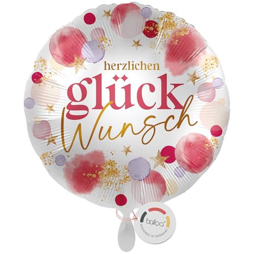 balloa Folienballon Herzlichen Glückwunsch, runder Helium Ballon mit rosa goldenen Akzenten für Frauen, befüllbar mit Luft oder Helium, Geschenk Luftballon zur Gratulation und Feier, 33cm balloa Folienballon Herzlichen Glückwunsch, runder Helium Ballon mit rosa goldenen Akzenten für Frauen, befüllbar mit Luft oder Helium, Geschenk Luftballon zur Gratulation und Feier, 33cm von balloa