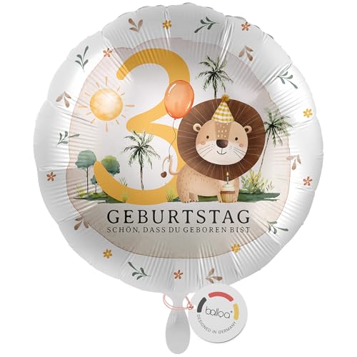 balloa Folienballon Safari Löwe, Geschenk zum 3. Geburtstag, Rundballon Helium geeignet Luftballon für Kinderparty oder Mottoparty, Deko Idee für Jungen oder Mädchen, Geburtstagsdekoration, 33cm balloa Folienballon Safari Löwe, Geschenk zum 3. Geburtstag, Rundballon Helium geeignet Luftballon für Kinderparty oder Mottoparty, Deko Idee für Jungen oder Mädchen, Geburtstagsdekoration, 33cm von balloa