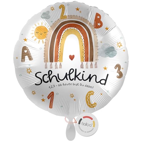 balloa Folienballon Schulkind zur Einschulung, runder Helium Ballon mit Zahlenmotiv und Regenbogen, Geschenk zum Schulanfang für Mädchen oder Jungen, Einschulungsdeko für Schultüte oder Feier, 33cm balloa Folienballon Schulkind zur Einschulung, runder Helium Ballon mit Zahlenmotiv und Regenbogen, Geschenk zum Schulanfang für Mädchen oder Jungen, Einschulungsdeko für Schultüte oder Feier, 33cm von balloa