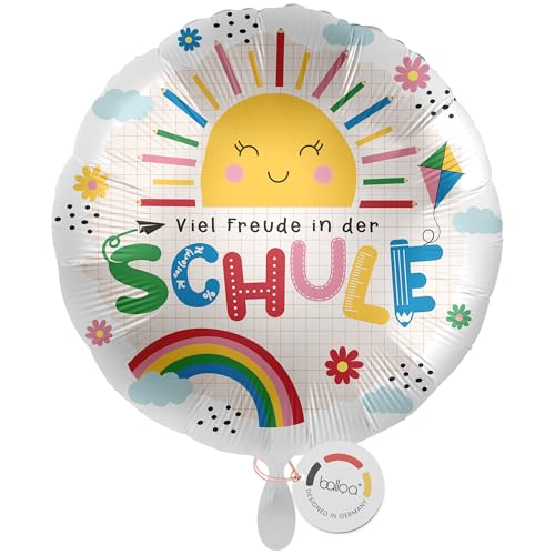 balloa Folienballon Viel Freude in der Schule, runder Helium Ballon zur Einschulung mit Sonne und Regenbogen, Geschenk zum Schulanfang für Mädchen oder Jungen, Einschulungsdeko für Schulkind, 33cm balloa Folienballon Viel Freude in der Schule, runder Helium Ballon zur Einschulung mit Sonne und Regenbogen, Geschenk zum Schulanfang für Mädchen oder Jungen, Einschulungsdeko für Schulkind, 33cm von balloa