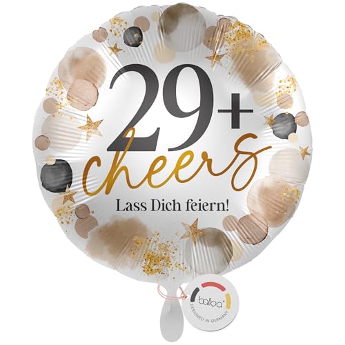 balloa Folienballon XXL 29plus cheers Lass dich feiern, Helium Luftballon Geburtstag Deko Ballon 30 Jahre plus Spaß Geschenk Feier Spruchballon Ballondeko Frau Mann Party, 53cm balloa Folienballon XXL 29plus cheers Lass dich feiern, Helium Luftballon Geburtstag Deko Ballon 30 Jahre plus Spaß Geschenk Feier Spruchballon Ballondeko Frau Mann Party, 53cm von balloa