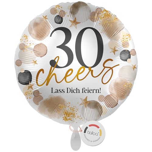 balloa Folienballon XXL 30 cheers Lass dich feiern, Helium Luftballon Geburtstag Deko Ballon 30 Jahre Party Geschenk Spruchballon Ballondeko Frau Mann Feier Heliumballon, 53cm balloa Folienballon XXL 30 cheers Lass dich feiern, Helium Luftballon Geburtstag Deko Ballon 30 Jahre Party Geschenk Spruchballon Ballondeko Frau Mann Feier Heliumballon, 53cm von balloa