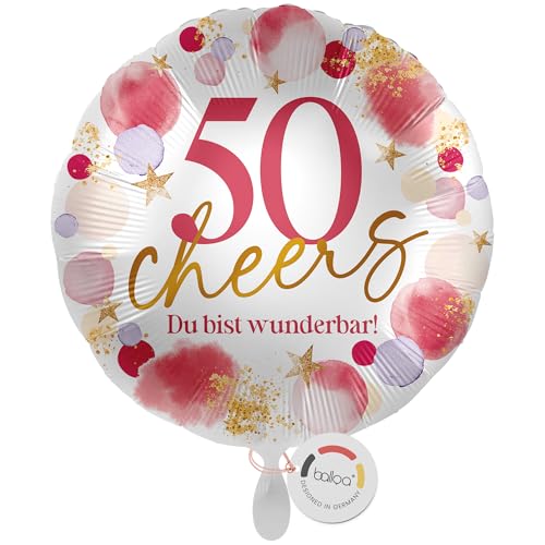 balloa Folienballon XXL 50 Cheers Du bist wunderbar, großer Geburtstagsballon für Frauen zum fünfzigsten Geburtstag, Zahl 50 als Helium Ballon, Luftballon wird ungefüllt geliefert, 53cm balloa Folienballon XXL 50 Cheers Du bist wunderbar, großer Geburtstagsballon für Frauen zum fünfzigsten Geburtstag, Zahl 50 als Helium Ballon, Luftballon wird ungefüllt geliefert, 53cm von balloa