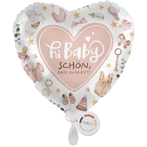 balloa Folienballon XXL Baby Geburt Herzballon Willkommen Baby Maedchen, Geschenk zur Geburt, Babyparty Deko, Helium Ballon Geburtstagsdeko Babyshower Party Luftballon wiederbefuellbar 53cm von balloa