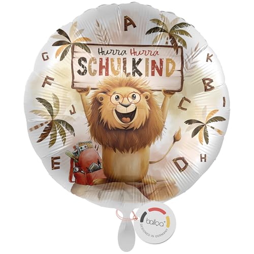 balloa Folienballon XXL Schulkind, großer runder Helium Ballon zur Einschulung mit Löwe, Schulrucksack und Buchstaben, Geschenk für Jungen, Deko zum Schulanfang, befüllbar mit Luft oder Helium, 53cm balloa Folienballon XXL Schulkind, großer runder Helium Ballon zur Einschulung mit Löwe, Schulrucksack und Buchstaben, Geschenk für Jungen, Deko zum Schulanfang, befüllbar mit Luft oder Helium, 53cm von balloa