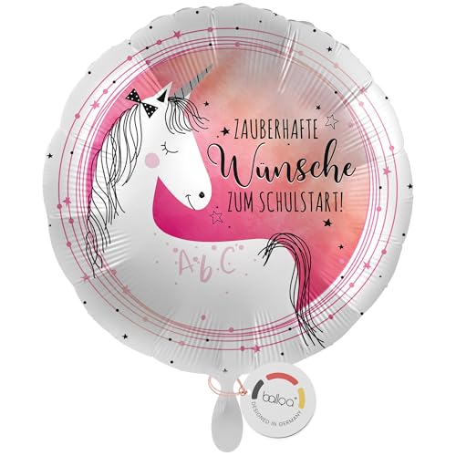 balloa Folienballon XXL Schulstart, großer runder Helium Ballon zur Einschulung mit rosa Einhornmotiv und Aufschrift, Geschenkidee für Mädchen, befüllbar mit Luft oder Helium, Deko Schulanfang, 53cm balloa Folienballon XXL Schulstart, großer runder Helium Ballon zur Einschulung mit rosa Einhornmotiv und Aufschrift, Geschenkidee für Mädchen, befüllbar mit Luft oder Helium, Deko Schulanfang, 53cm von balloa