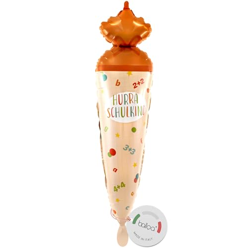balloa Folienballon XXL Schultüte Hurra Schulkind, Helium Ballon zur Einschulung, Geschenk zur Einschulung Junge Mädchen, Luftballon Schulanfang Schulkind 89cm balloa Folienballon XXL Schultüte Hurra Schulkind, Helium Ballon zur Einschulung, Geschenk zur Einschulung Junge Mädchen, Luftballon Schulanfang Schulkind 89cm von balloa