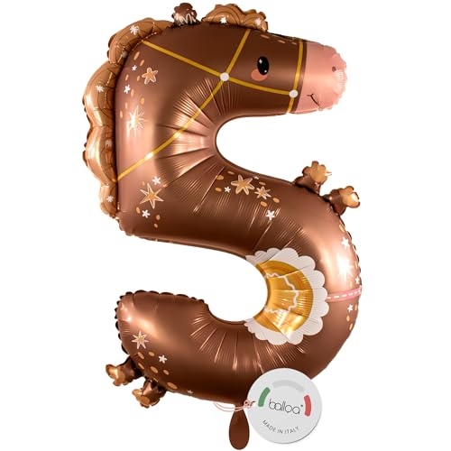 balloa Folienballon XXL Zahl 5 Pferd, Helium Ballon Tiermotiv, Luftballon Zahl Fünf Geburtstag Mädchen Junge, Geschenk zum 5 Geburtstag Kindergeburtstag Deko Ballon Zahl 5, 90cm balloa Folienballon XXL Zahl 5 Pferd, Helium Ballon Tiermotiv, Luftballon Zahl Fünf Geburtstag Mädchen Junge, Geschenk zum 5 Geburtstag Kindergeburtstag Deko Ballon Zahl 5, 90cm von balloa