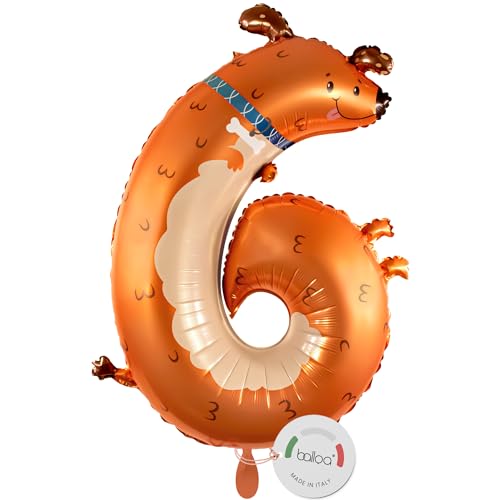balloa Folienballon XXL Zahl 6 Hund, Helium Ballon Tiermotiv, Luftballon Zahl Sechs Geburtstag Junge Mädchen, Geschenk zum 6 Geburtstag Kindergeburtstag Deko Ballon Zahl 6, 90cm balloa Folienballon XXL Zahl 6 Hund, Helium Ballon Tiermotiv, Luftballon Zahl Sechs Geburtstag Junge Mädchen, Geschenk zum 6 Geburtstag Kindergeburtstag Deko Ballon Zahl 6, 90cm von balloa