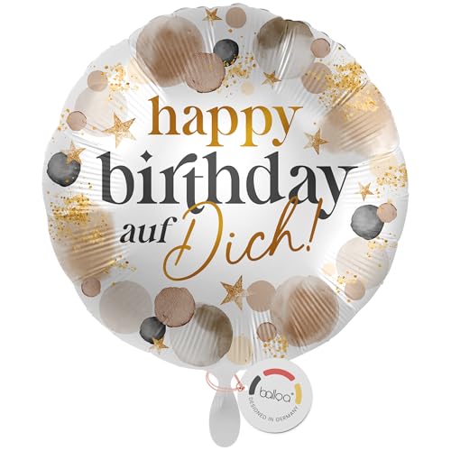 balloa Folienballon XXL happy birthday auf Dich, Helium Luftballon Geburtstag Deko, Partydeko Ballon Geschenkidee, Ballon Deko Feier Mann Frau Kind Junge Mädchen, 53cm balloa Folienballon XXL happy birthday auf Dich, Helium Luftballon Geburtstag Deko, Partydeko Ballon Geschenkidee, Ballon Deko Feier Mann Frau Kind Junge Mädchen, 53cm von balloa