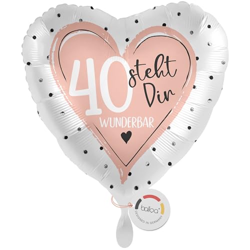 balloa Folienballon XXL zum 40 Geburtstag, großes rosa Herz Motiv steht dir wunderbar, Helium-Ballon Geschenk für Frauen, Party Dekoration Geburtstagsfeier Damen 53cm balloa Folienballon XXL zum 40 Geburtstag, großes rosa Herz Motiv steht dir wunderbar, Helium-Ballon Geschenk für Frauen, Party Dekoration Geburtstagsfeier Damen 53cm von balloa