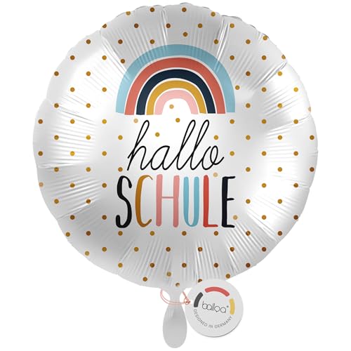 balloa Folienballon hallo SCHULE, runder Helium Ballon zur Einschulung mit Regenbogen und Goldpunkten, Geschenkidee für Mädchen oder Jungen, befüllbar mit Luft oder Helium, Einschulungsdeko, 33cm balloa Folienballon hallo SCHULE, runder Helium Ballon zur Einschulung mit Regenbogen und Goldpunkten, Geschenkidee für Mädchen oder Jungen, befüllbar mit Luft oder Helium, Einschulungsdeko, 33cm von balloa