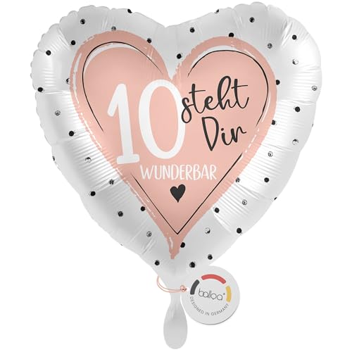 balloa Folienballon zum 10 Geburtstag, Herzmotiv in Rosa, steht dir wunderbar, Helium-Ballon als Geburtstagsgeschenk für Mädchen, Partydeko, Geschenkidee Geburtstag, 33cm balloa Folienballon zum 10 Geburtstag, Herzmotiv in Rosa, steht dir wunderbar, Helium-Ballon als Geburtstagsgeschenk für Mädchen, Partydeko, Geschenkidee Geburtstag, 33cm von balloa