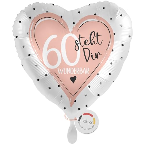 balloa Folienballon zum 60 Geburtstag, rosa Herz steht dir wunderbar, Helium-Ballon Geburtstagsgeschenk für Frauen, elegante Party Deko zum 60 Geburtstag Feier 33cm balloa Folienballon zum 60 Geburtstag, rosa Herz steht dir wunderbar, Helium-Ballon Geburtstagsgeschenk für Frauen, elegante Party Deko zum 60 Geburtstag Feier 33cm von balloa