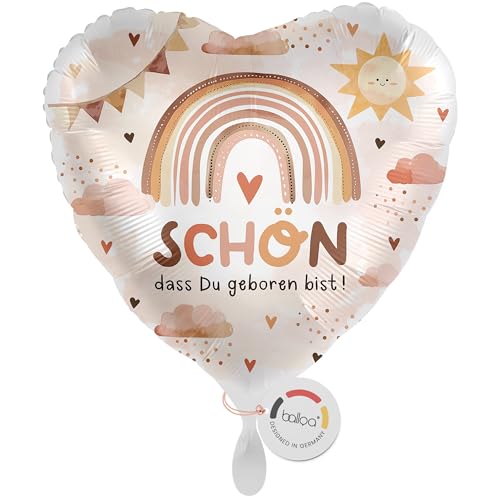 balloa Folienballon zur Geburt, Helium-Ballon, hübsches Motiv mit Regenbogen und Sonne, Geschenk zur Geburt für Jungen und Mädchen, Folienballon, 33cm balloa Folienballon zur Geburt, Helium-Ballon, hübsches Motiv mit Regenbogen und Sonne, Geschenk zur Geburt für Jungen und Mädchen, Folienballon, 33cm von balloa