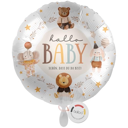 balloa Folienballon zur Geburt, Helium-Ballon für das Baby, Geschenk zur Geburt, niedliches Design mit Tieren, 33cm balloa Folienballon zur Geburt, Helium-Ballon für das Baby, Geschenk zur Geburt, niedliches Design mit Tieren, 33cm von balloa