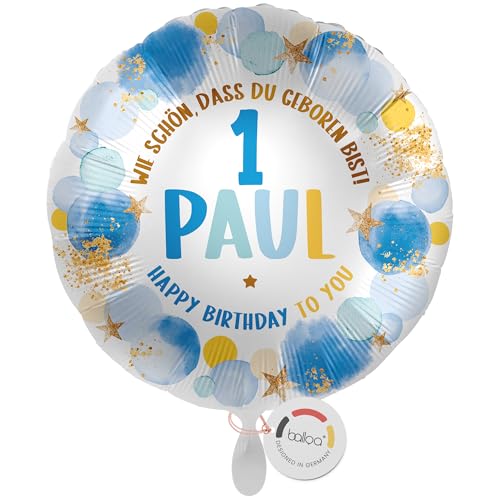 balloa Personalisierter Ballon XXL mit Namen, Folienballon 1. Geburtstag Junge, Helium Luftballon mit Zahl und Wunschtext, Dekoration Kinderparty Geburtstagsüberraschung Baby, 53cm balloa Personalisierter Ballon XXL mit Namen, Folienballon 1. Geburtstag Junge, Helium Luftballon mit Zahl und Wunschtext, Dekoration Kinderparty Geburtstagsüberraschung Baby, 53cm von balloa