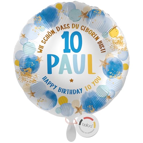 balloa Personalisierter Ballon XXL mit Namen, Folienballon 10. Geburtstag Junge, Helium Luftballon mit Zahl und Wunschtext, Dekoration Kinderparty Geburtstagsüberraschung Baby, 53cm balloa Personalisierter Ballon XXL mit Namen, Folienballon 10. Geburtstag Junge, Helium Luftballon mit Zahl und Wunschtext, Dekoration Kinderparty Geburtstagsüberraschung Baby, 53cm von balloa