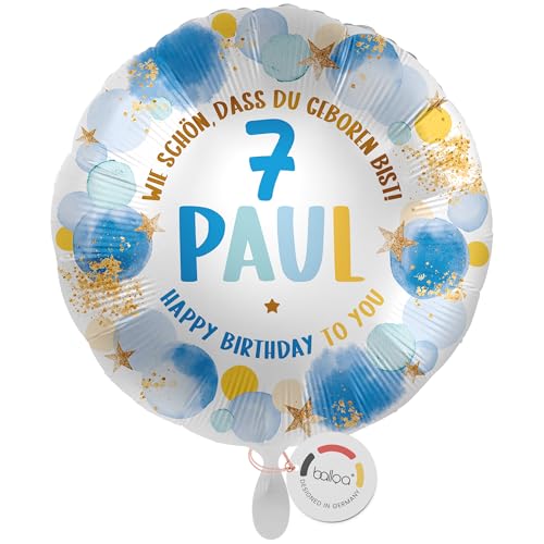 balloa Personalisierter Ballon XXL mit Namen, Folienballon 7. Geburtstag Junge, Helium Luftballon mit Zahl und Wunschtext, Dekoration Kinderparty Geburtstagsüberraschung Baby, 53cm balloa Personalisierter Ballon XXL mit Namen, Folienballon 7. Geburtstag Junge, Helium Luftballon mit Zahl und Wunschtext, Dekoration Kinderparty Geburtstagsüberraschung Baby, 53cm von balloa