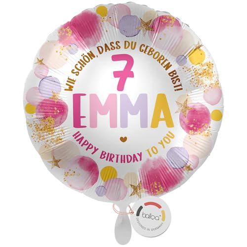 balloa Personalisierter Ballon XXL mit Namen, Folienballon 7. Geburtstag Mädchen, Helium Luftballon mit Zahl und Wunschtext, Dekoration Kinderfeier Geburtstagsüberraschung Mädchen, 53cm balloa Personalisierter Ballon XXL mit Namen, Folienballon 7. Geburtstag Mädchen, Helium Luftballon mit Zahl und Wunschtext, Dekoration Kinderfeier Geburtstagsüberraschung Mädchen, 53cm von balloa