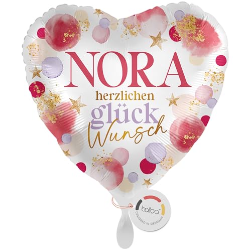 balloa Personalisierter Ballon XXL mit Namen, Geschenk Herzlichen Glückwunsch, Herz Folieballon mit Wunschtext in Rosa Lila Gold Design, Helium geeignet, Luftballon Deko für Frauen Mädchen, 53cm balloa Personalisierter Ballon XXL mit Namen, Geschenk Herzlichen Glückwunsch, Herz Folieballon mit Wunschtext in Rosa Lila Gold Design, Helium geeignet, Luftballon Deko für Frauen Mädchen, 53cm von balloa
