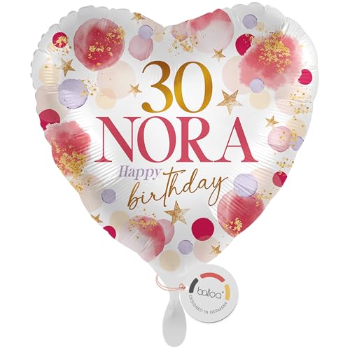 balloa Personalisierter Ballon XXL mit Namen, Geschenk zum 30 Geburtstag, Herz Folieballon Happy Birthday Design mit Wunschtext in Rosa Gold Lila, Helium geeignet, Luftballon für Frauen Mädchen, 53cm balloa Personalisierter Ballon XXL mit Namen, Geschenk zum 30 Geburtstag, Herz Folieballon Happy Birthday Design mit Wunschtext in Rosa Gold Lila, Helium geeignet, Luftballon für Frauen Mädchen, 53cm von balloa