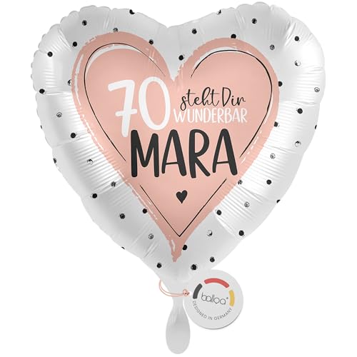 balloa Personalisierter Ballon XXL mit Namen, Geschenk zum 70 Geburtstag, Herzballon Rosa mit Wunschtext, Helium geeignet Luftballon, Deko Geschenkidee für Frauen, Geburtstagsdekoration, 53cm balloa Personalisierter Ballon XXL mit Namen, Geschenk zum 70 Geburtstag, Herzballon Rosa mit Wunschtext, Helium geeignet Luftballon, Deko Geschenkidee für Frauen, Geburtstagsdekoration, 53cm von balloa