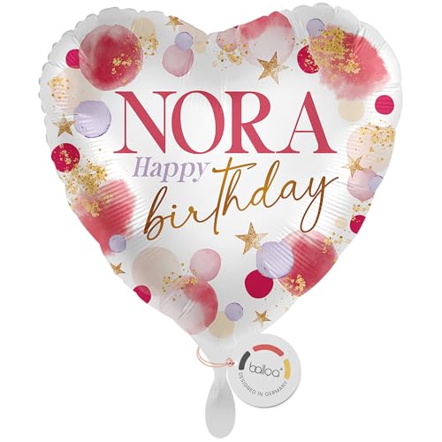 balloa Personalisierter Ballon XXL mit Namen, Geschenk zum Geburtstag, Herz Folieballon mit Happy Birthday Wunschtext in Rosa Lila Gold, Helium geeignet, Luftballon Deko für Mädchen Frauen, 53cm balloa Personalisierter Ballon XXL mit Namen, Geschenk zum Geburtstag, Herz Folieballon mit Happy Birthday Wunschtext in Rosa Lila Gold, Helium geeignet, Luftballon Deko für Mädchen Frauen, 53cm von balloa