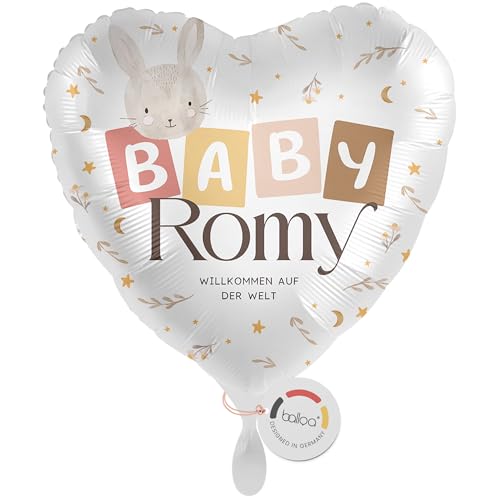 balloa Personalisierter Ballon XXL mit Namen, Geschenk zur Geburt, Folienballon in Herzform mit Wunschtext, Helium geeignet für Baby Mädchen oder Junge, Motiv mit Hase und BABY Schrift, 53cm balloa Personalisierter Ballon XXL mit Namen, Geschenk zur Geburt, Folienballon in Herzform mit Wunschtext, Helium geeignet für Baby Mädchen oder Junge, Motiv mit Hase und BABY Schrift, 53cm von balloa