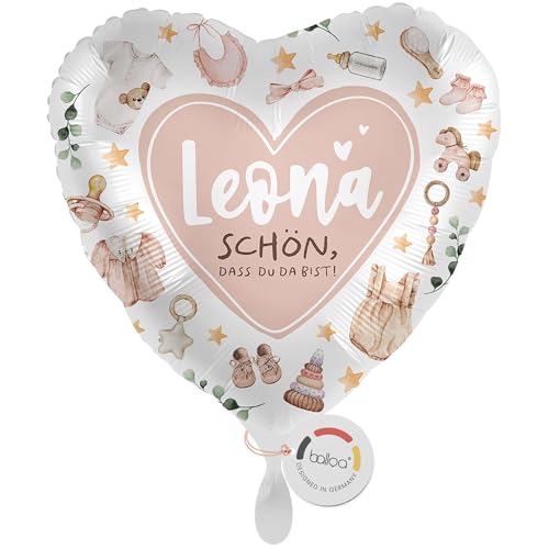 balloa Personalisierter Ballon XXL mit Namen, Geschenk zur Geburt, Herzballon Rosa mit Wunschtext, Heliumballon für Baby Mädchen, Folienballon mit Babyartikeln Motiv, Deko Begrüßungsgeschenk, 53cm balloa Personalisierter Ballon XXL mit Namen, Geschenk zur Geburt, Herzballon Rosa mit Wunschtext, Heliumballon für Baby Mädchen, Folienballon mit Babyartikeln Motiv, Deko Begrüßungsgeschenk, 53cm von balloa