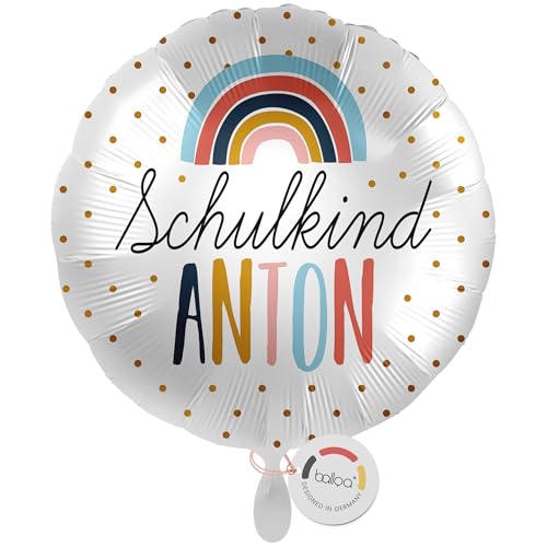 balloa Personalisierter Ballon XXL mit Namen, personalisiertes Geschenk zur Einschulung, Heliumballon Schulanfang, Folienballon Schulkind Boho Regenbogen Punkte Deko, Einschulungsdeko Kinder, 53cm balloa Personalisierter Ballon XXL mit Namen, personalisiertes Geschenk zur Einschulung, Heliumballon Schulanfang, Folienballon Schulkind Boho Regenbogen Punkte Deko, Einschulungsdeko Kinder, 53cm von balloa