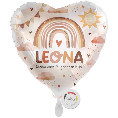 balloa Personalisierter Ballon XXL mit Namen, personalisiertes Geschenk zur Geburt, Helium Ballon Baby, Herzballon mit Regenbogen Sonne Wolken, Deko für Babyparty Neugeborene Erinnerungsbild, 53cm balloa Personalisierter Ballon XXL mit Namen, personalisiertes Geschenk zur Geburt, Helium Ballon Baby, Herzballon mit Regenbogen Sonne Wolken, Deko für Babyparty Neugeborene Erinnerungsbild, 53cm von balloa