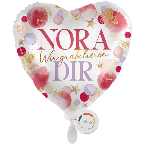 balloa Personalisierter Ballon mit Namen, Geschenk Wir gratulieren dir, Herz Folieballon mit Wunschtext in Rosa Lila Gold Design, Helium geeignet, Luftballon Deko für Frauen Mädchen Anlass, 33cm balloa Personalisierter Ballon mit Namen, Geschenk Wir gratulieren dir, Herz Folieballon mit Wunschtext in Rosa Lila Gold Design, Helium geeignet, Luftballon Deko für Frauen Mädchen Anlass, 33cm von balloa