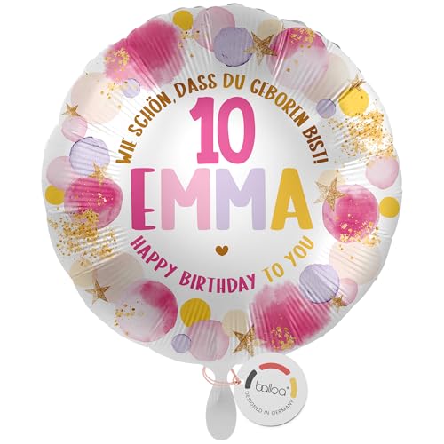 balloa Personalisierter Ballon mit Namen, Geschenk zum 10. Geburtstag für Mädchen, Folienballon mit Zahl und Wunschtext, Helium Ballon Kindergeburtstag Deko Mädchenparty Überraschung, 33cm balloa Personalisierter Ballon mit Namen, Geschenk zum 10. Geburtstag für Mädchen, Folienballon mit Zahl und Wunschtext, Helium Ballon Kindergeburtstag Deko Mädchenparty Überraschung, 33cm von balloa