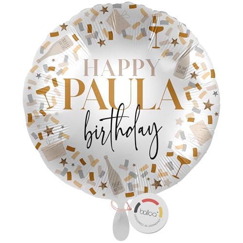 balloa Personalisierter Ballon mit Namen, Geschenk zum Geburtstag, Folienballon mit Konfetti Design in Gold Schwarz Weiß, Helium geeignet Luftballon, Deko für Frauen Männer, 33cm balloa Personalisierter Ballon mit Namen, Geschenk zum Geburtstag, Folienballon mit Konfetti Design in Gold Schwarz Weiß, Helium geeignet Luftballon, Deko für Frauen Männer, 33cm von balloa
