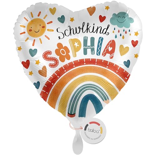 balloa Personalisierter Ballon mit Namen, personalisiertes Geschenk zur Einschulung, Heliumballon Schulkind, Folienballon Herz Regenbogen, Einschulungsdeko Mädchen Junge, Luftballon Einschulung 33cm balloa Personalisierter Ballon mit Namen, personalisiertes Geschenk zur Einschulung, Heliumballon Schulkind, Folienballon Herz Regenbogen, Einschulungsdeko Mädchen Junge, Luftballon Einschulung 33cm von balloa