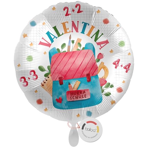 balloa Personalisierter Ballon mit Namen, personalisiertes Geschenk zur Einschulung, Heliumballon Schulkind, Folienballon Schulranzen, Einschulungsdeko Mädchen Junge, Luftballon Schulstart, 33cm balloa Personalisierter Ballon mit Namen, personalisiertes Geschenk zur Einschulung, Heliumballon Schulkind, Folienballon Schulranzen, Einschulungsdeko Mädchen Junge, Luftballon Schulstart, 33cm von balloa