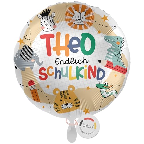 balloa Personalisierter Ballon mit Namen, personalisiertes Geschenk zur Einschulung, Heliumballon Schulkind, Folienballon Tiere Dschungel, Einschulungsdeko Mädchen Junge, Luftballon Schulstart, 33cm balloa Personalisierter Ballon mit Namen, personalisiertes Geschenk zur Einschulung, Heliumballon Schulkind, Folienballon Tiere Dschungel, Einschulungsdeko Mädchen Junge, Luftballon Schulstart, 33cm von balloa