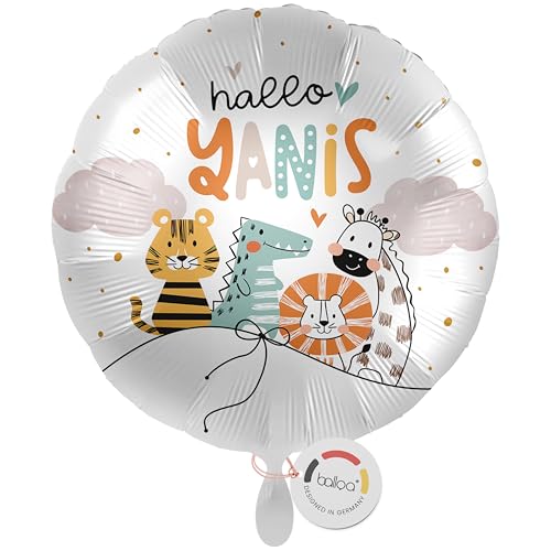 balloa Personalisierter Ballon mit Namen, personalisiertes Geschenk zur Geburt, Helium Ballon Baby, Folienballon Tiere Safari Dschungel neutral, Deko zur Babyparty Junge Mädchen Unisex, 33cm balloa Personalisierter Ballon mit Namen, personalisiertes Geschenk zur Geburt, Helium Ballon Baby, Folienballon Tiere Safari Dschungel neutral, Deko zur Babyparty Junge Mädchen Unisex, 33cm von balloa